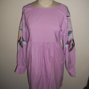 Free People Embroidery Sleeve Open Back Dress